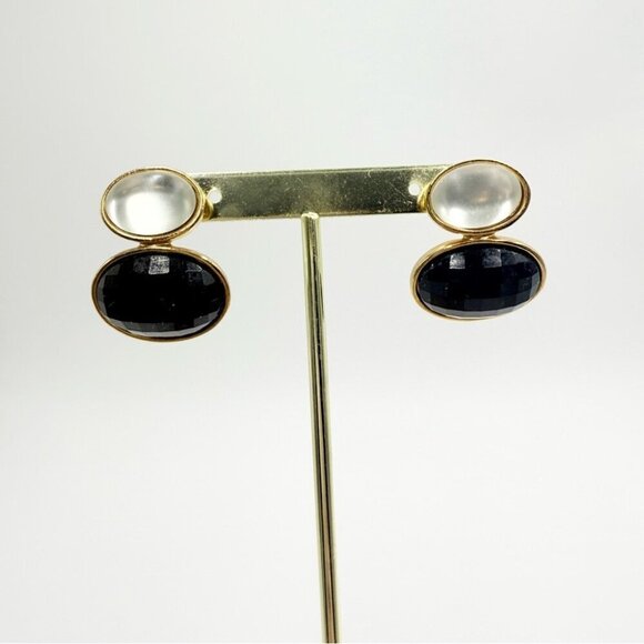 1992 Avon Black Hollywood Lights Goldtone Earrings - Picture 2 of 7
